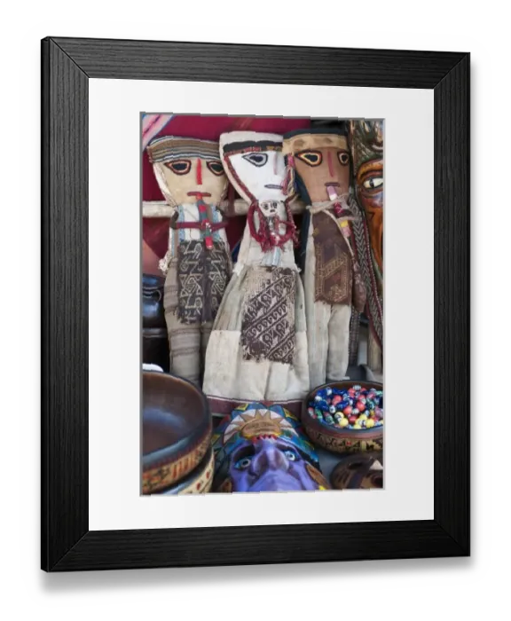 Framed Print : Peru, Urubamba. Knitted dolls at the arts and craft market Framed Print : Peru, Urubamba. Knitted dolls at the arts and craft market