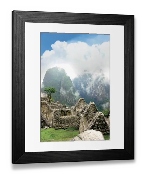 Framed Print : Peru, Machu Picchu, the ancient lost city of the Inca shrouded in mist and clouds