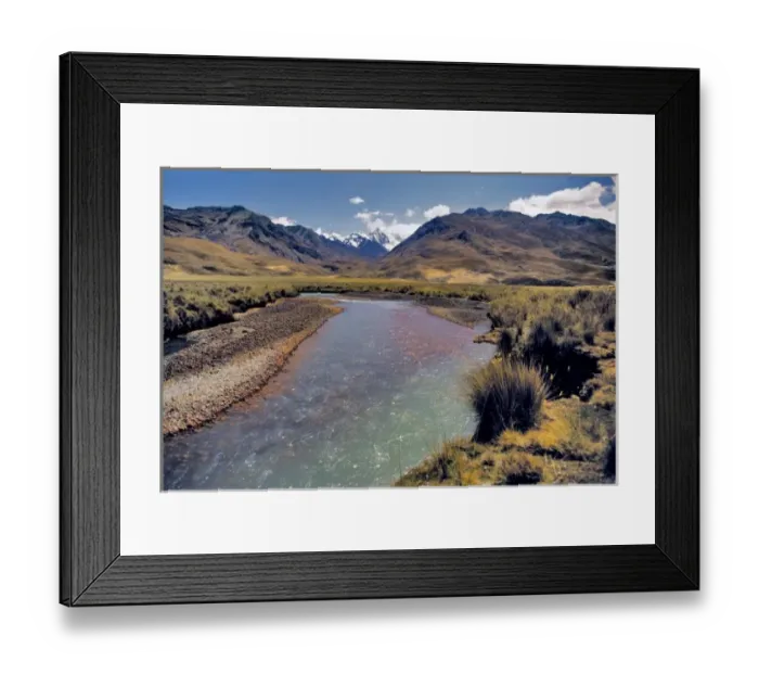 Framed Print : South America, Peru, Huscaran NP. A small stream flows from the Cordillera Blanca Framed Print : South America, Peru, Huscaran NP. A small stream flows from the Cordillera Blanca