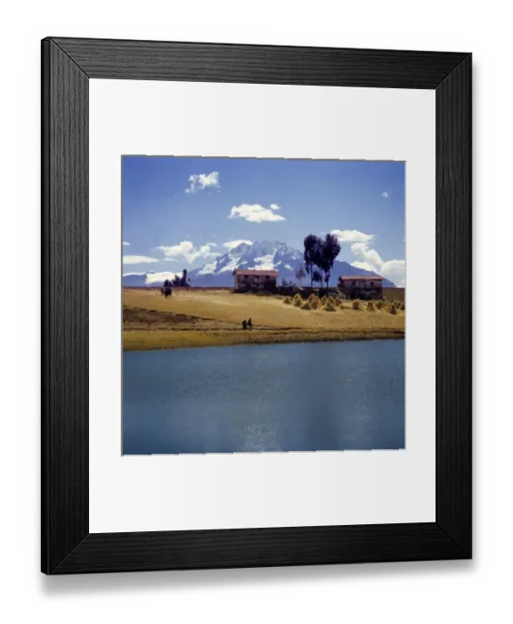 Framed Print : South America, Peru, Chincheros. In Chincheros, golden-hued farmland is surrounded Framed Print : South America, Peru, Chincheros. In Chincheros, golden-hued farmland is surrounded