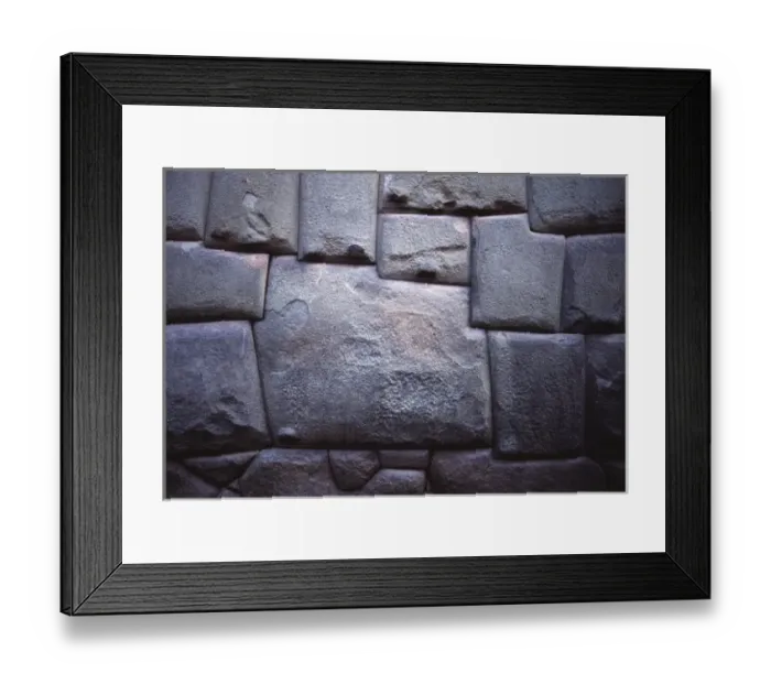 Framed Print : South America, Peru, Cuzco. The cubist geometry of this multi-sided Inca Carved Stone both catches