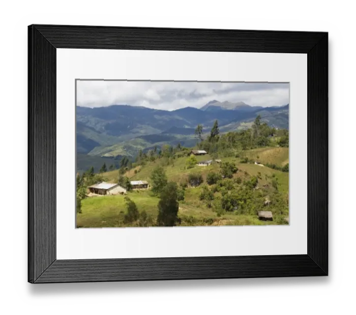 Framed Print : Peru. Andes Mountains. Amazonas Province. Upper Amazon. Near Lemeybamba. Farms taken Framed Print : Peru. Andes Mountains. Amazonas Province. Upper Amazon. Near Lemeybamba. Farms taken