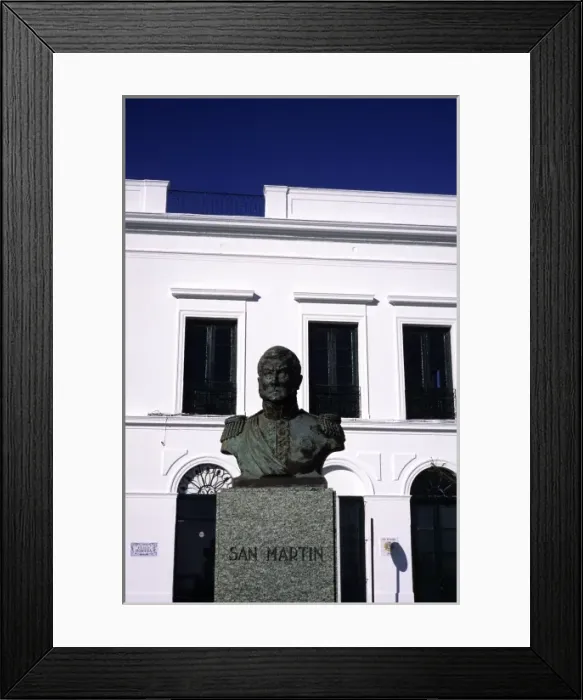Framed Print : Colonia, Uruguay, Bust of General San Martin in Barrio Historico