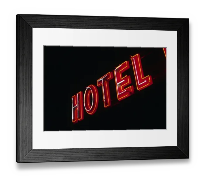 Framed Print : Montevideo, Uruguay, Neon hotel sign Framed Print : Montevideo, Uruguay, Neon hotel sign