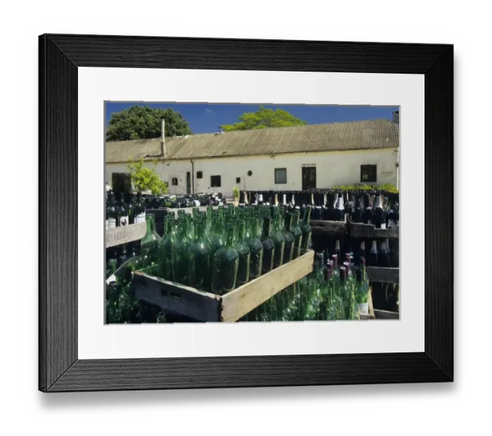 Framed Print : South America, Uruguay; Florida, winery, Wine bottles being re-used and re-filled Framed Print : South America, Uruguay; Florida, winery, Wine bottles being re-used and re-filled