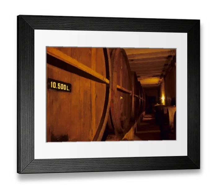 Framed Print : South America, Uruguay; Canelones. Fine wine ages in huge oaken casks in a cool wine