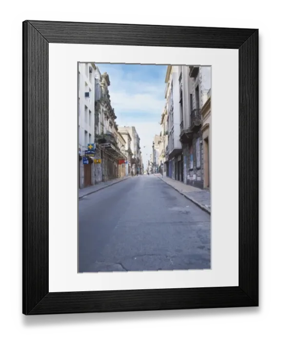 Framed Print : A view of the street 25 Mayo 25th of May in the Old Town Ciudad Vieja. Montevideo Framed Print : A view of the street 25 Mayo 25th of May in the Old Town Ciudad Vieja. Montevideo