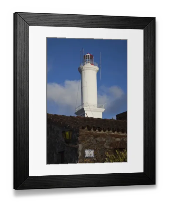 Framed Print : Uruguay, Colonia Department, Colonia del Sacramento. Town lighthouse, morning
