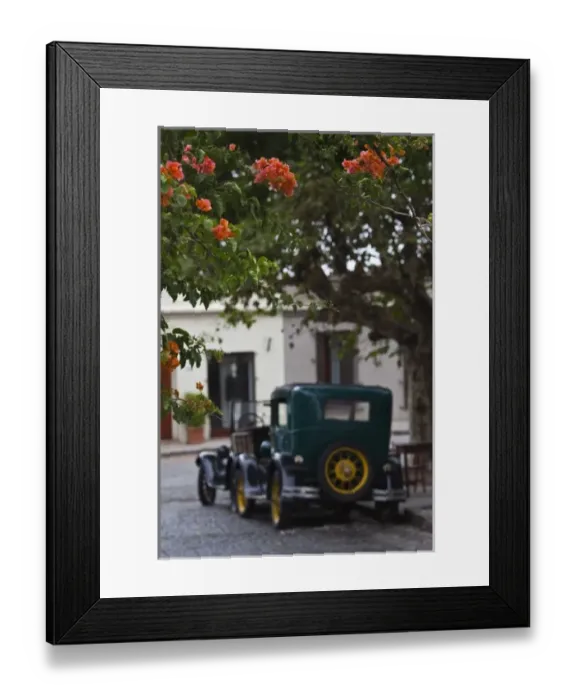 Framed Print : Uruguay, Colonia Department, Colonia del Sacramento. Vintage cars, Calle Comercio Framed Print : Uruguay, Colonia Department, Colonia del Sacramento. Vintage cars, Calle Comercio