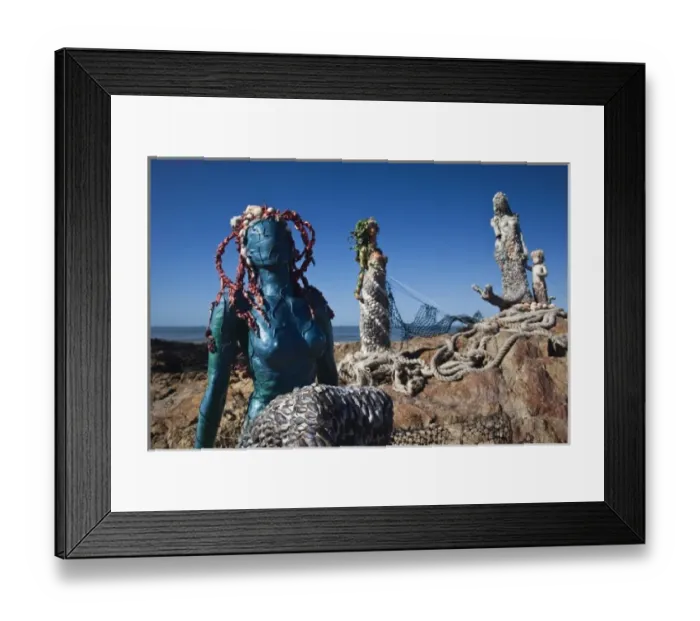 Framed Print : Uruguay, Maldonado Department, Punta del Este. Seashell mermaids, Plaza de los Ingleses