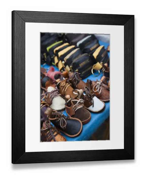 Framed Print : Uruguay, Montevideo Department, Montevideo. Childrens shoes, Plaza Constitucion flea market Framed Print : Uruguay, Montevideo Department, Montevideo. Childrens shoes, Plaza Constitucion flea market