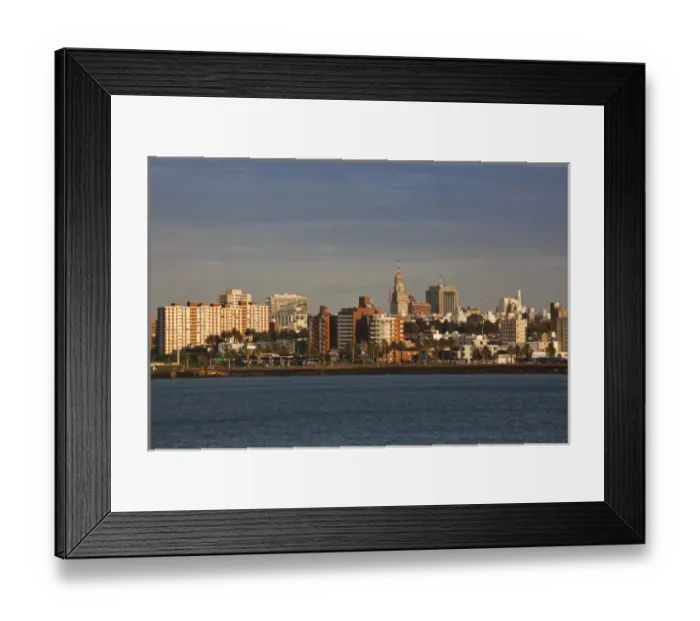 Framed Print : Uruguay, Montevideo Department, Montevideo. Dawn view from La Rambla waterfront Framed Print : Uruguay, Montevideo Department, Montevideo. Dawn view from La Rambla waterfront