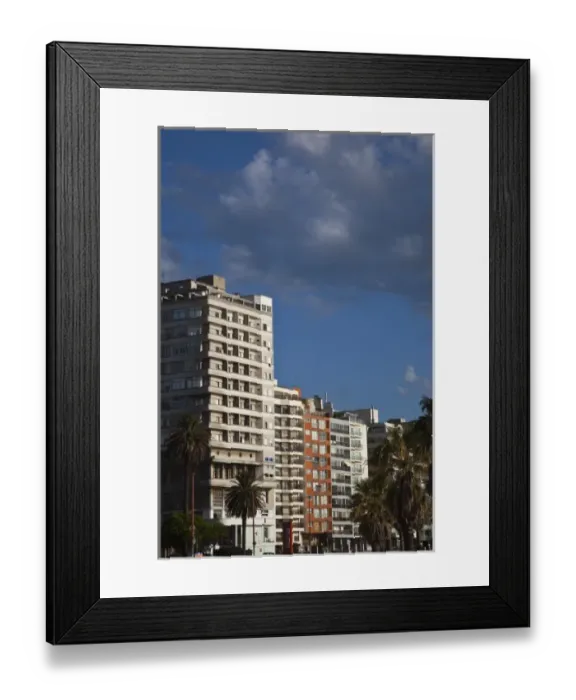 Framed Print : Uruguay, Montevideo Department, Montevideo. Highrise buildings along Playa de los Pocitos, morning Framed Print : Uruguay, Montevideo Department, Montevideo. Highrise buildings along Playa de los Pocitos, morning