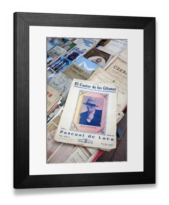 Framed Print : Uruguay, Montevideo Department, Montevideo. Tango music, Plaza Constitucion flea market