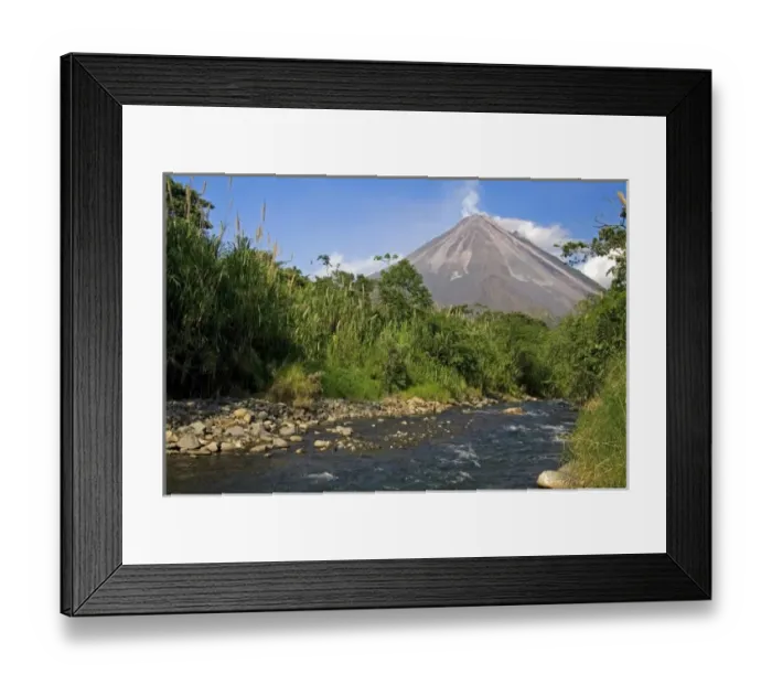 Framed Print : Arenal Volcano and fresh water stream near La Fortuna, San Carlos, Costa Rica