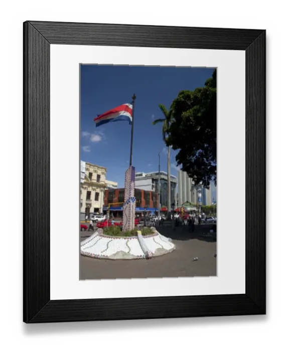 Framed Print : Costa Rican flag displayed at Parque Central in the city of San Jose, Costa Rica Framed Print : Costa Rican flag displayed at Parque Central in the city of San Jose, Costa Rica