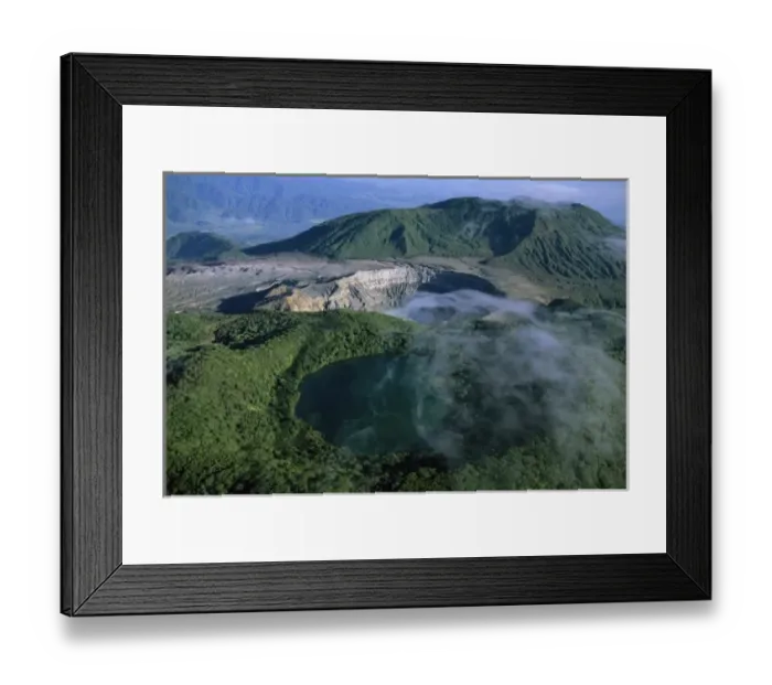 Framed Print : Costa Rica, Volcan Poas National Park, aerial of Poas volcano crater