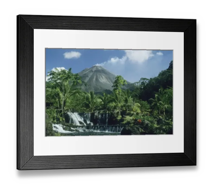 Framed Print : Costa Rica, Arenal National Park, steam eruption visible from Tabacon Hot Springs