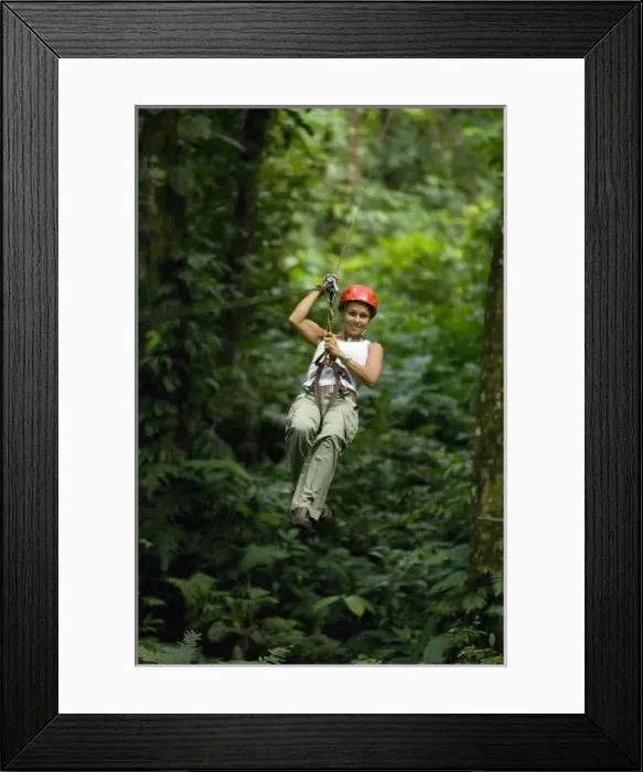 Framed Print : Woman ziplining, Aventuras del Sarapiqui, Costa Rica. (MR) Framed Print : Woman ziplining, Aventuras del Sarapiqui, Costa Rica. (MR)