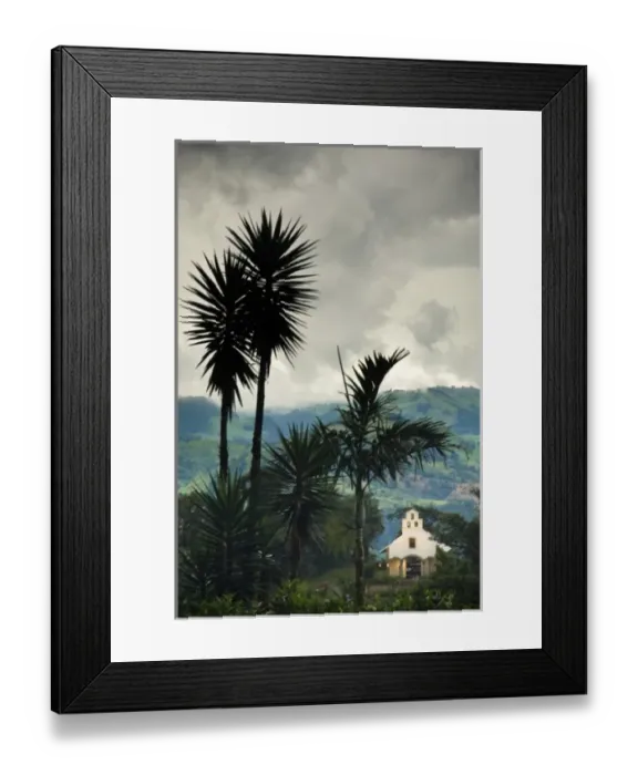 Framed Print : Costa Rica, Los Angeles Cloud Forest Reserve, Mariana Wedding Chapel at Dusk, Vertical