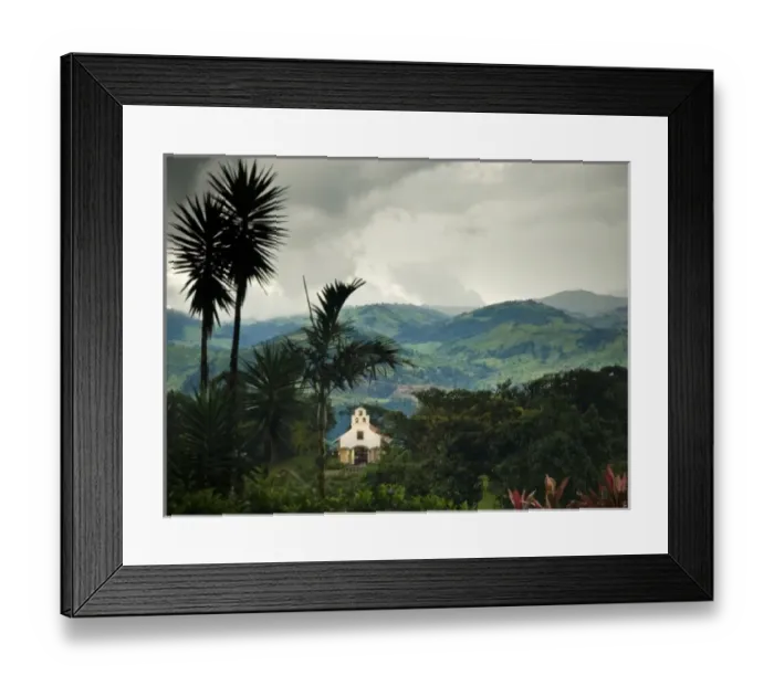 Framed Print : Costa Rica, Los Angeles Cloud Forest Reserve, Mariana Wedding Chapel at Dusk, Horizontal