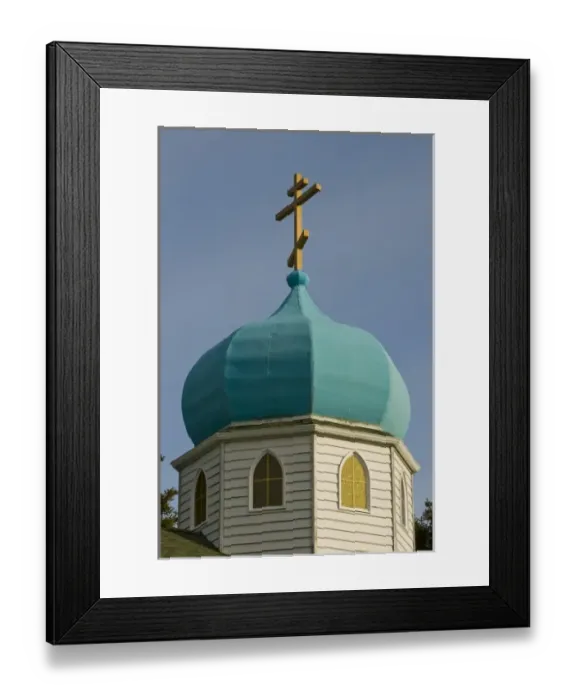 Framed Print : USA, Alaska, Kodiak, Russian Orthodox Cross on Onion-Shaped Dome, Holy Resurrection Framed Print : USA, Alaska, Kodiak, Russian Orthodox Cross on Onion-Shaped Dome, Holy Resurrection