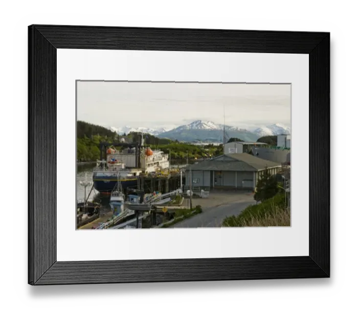 Framed Print : USA, Alaska, Kodiak, Ferry Boat Tustumena Docked at the Ferry Terminal