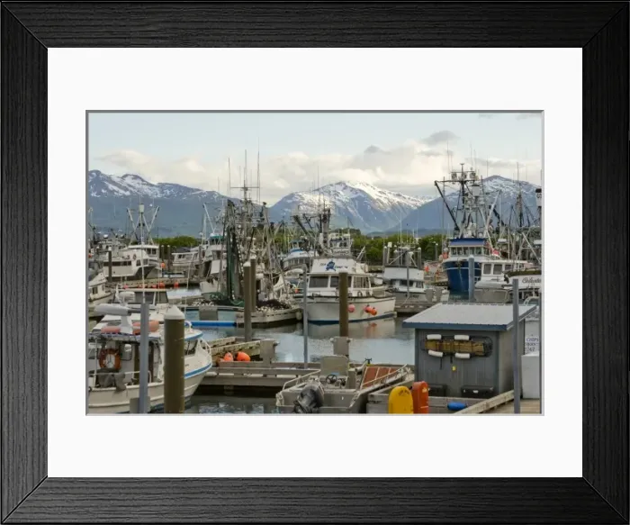 Framed Print : USA, Alaska, Kodiak, Fishing Boats in St. Paul Harbor