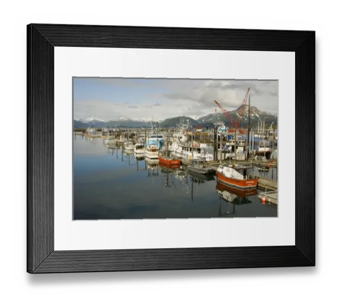 Framed Print : USA, Alaska, Kodiak, Fishing Boats in St. Herman Harbor