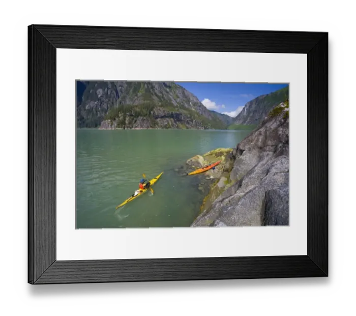 Framed Print : USA, Alaska, Endicott Arm, Fords Terror. Sea kayaker in steep-walled Fords Terror Framed Print : USA, Alaska, Endicott Arm, Fords Terror. Sea kayaker in steep-walled Fords Terror