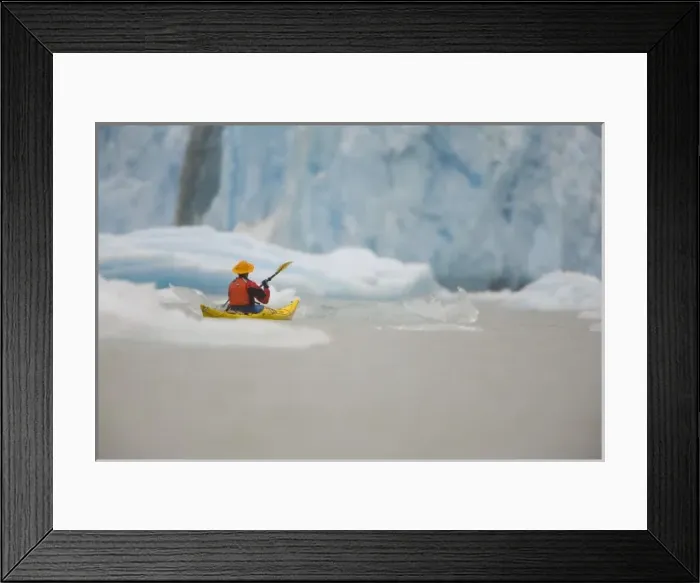 Framed Print : USA, Alaska, Endicott Arm. Sea kayaker at Dawes tidewater glacier. (MR) Framed Print : USA, Alaska, Endicott Arm. Sea kayaker at Dawes tidewater glacier. (MR)