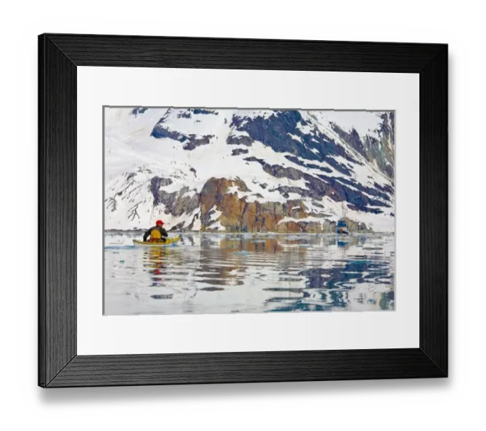 Framed Print : USA, Alaska, Glacier Bay National Park. Sea kayaker in John Hopkins Inlet. (MR)