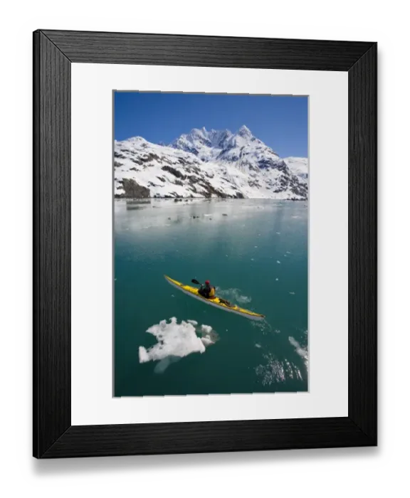 Framed Print : USA, Alaska, Glacier Bay National Park. Sea kayakers in John Hopkins Inlet. (MR)