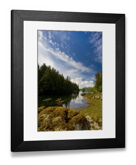 Framed Print : USA, Alaska, Sitka Sound. Sea kayakers near Kruzof Island. (MR) Framed Print : USA, Alaska, Sitka Sound. Sea kayakers near Kruzof Island. (MR)