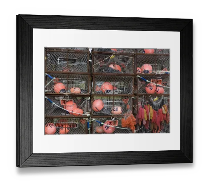 Framed Print : Crab pots and bait bags, Kodiak, Alaska
