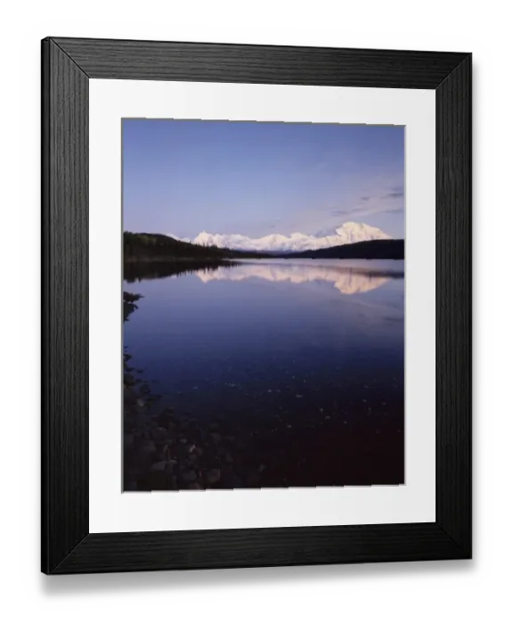 Framed Print : USA, Alaska, Sunset, Wonder Lake, Reflection, Mount McKinley, Denali National Park