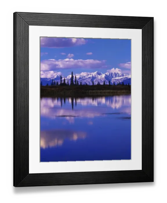 Framed Print : Mountains of the Alaska Range and pothole lake reflection, Denali Hwy, Alaska Framed Print : Mountains of the Alaska Range and pothole lake reflection, Denali Hwy, Alaska