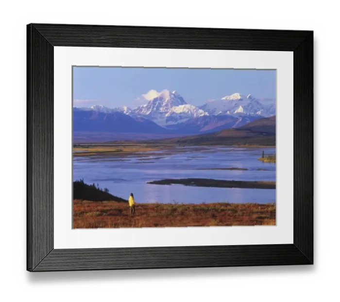 Framed Print : Alaska Mountain Range and Susitna River, Denali Highway, Ak. Model released