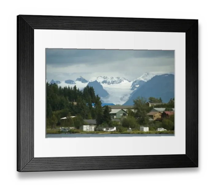 Framed Print : The Grewingk Glacier and Kenai Mountains loom above Homer, Alaska Framed Print : The Grewingk Glacier and Kenai Mountains loom above Homer, Alaska