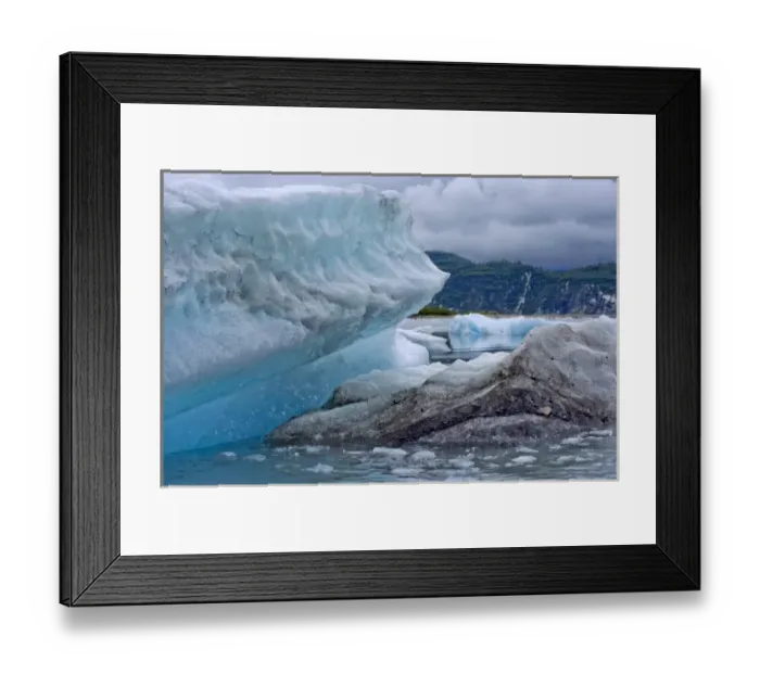 Framed Print : USA, Pacific Northwest, Alaska, Glacier Bay National Park. Floating ice in Muir Inlet