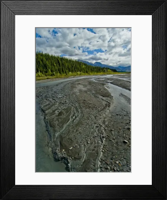 Framed Print : USA, Alaska, Denali, Denali National Park, Gravel bars in the Teklanika River, Denali National Park