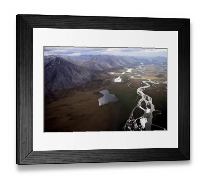 Framed Print : An aerial view of the Brooks mountain range and arctic valley where it is purported Framed Print : An aerial view of the Brooks mountain range and arctic valley where it is purported