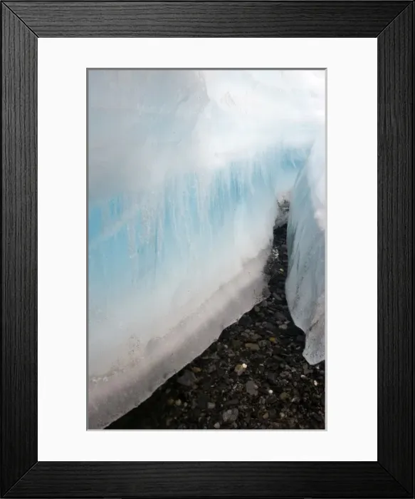 Framed Print : A large crevice in the arctic aufeis revealing laminations of ice above the dark Framed Print : A large crevice in the arctic aufeis revealing laminations of ice above the dark