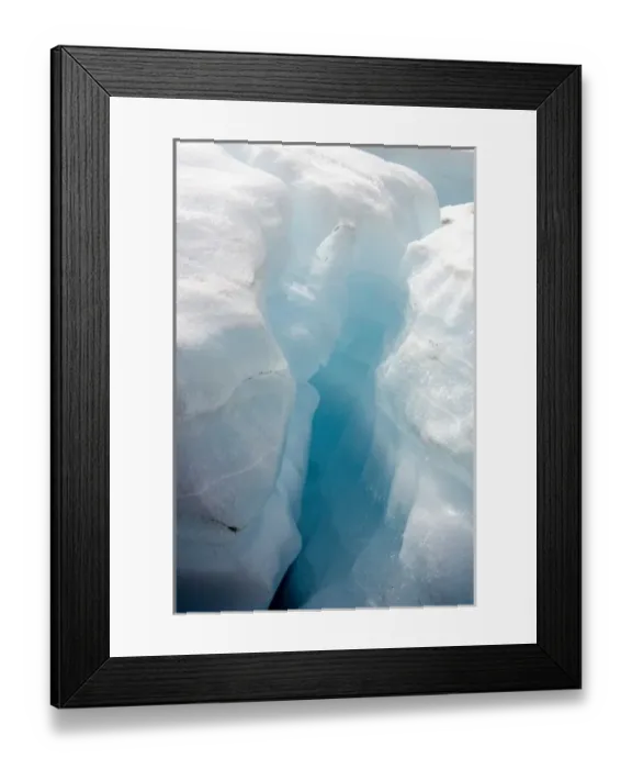 Framed Print : A large crevice in the arctic aufeis revealing laminations of ice and the unique Framed Print : A large crevice in the arctic aufeis revealing laminations of ice and the unique