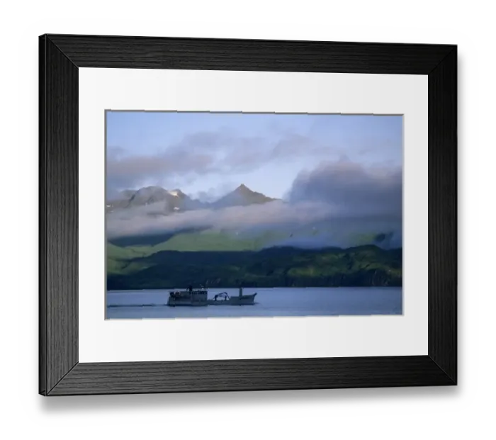 Framed Print : USA, Alaska, fishing boat sails out of Dutch Harbor, Unalaska Island, Aleutian Islands Framed Print : USA, Alaska, fishing boat sails out of Dutch Harbor, Unalaska Island, Aleutian Islands