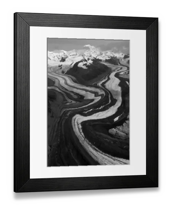 Framed Print : Alaska Range, interior, Susitna Glacier, Mt. Deborah, complex medial moraines, surging