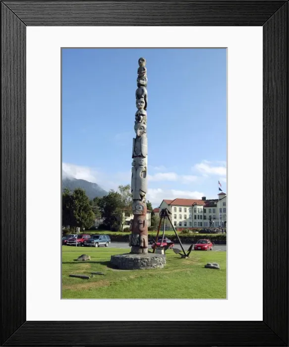 Framed Print : Alaska Pioneers Home on Totem Square, Sitka, Alaksa