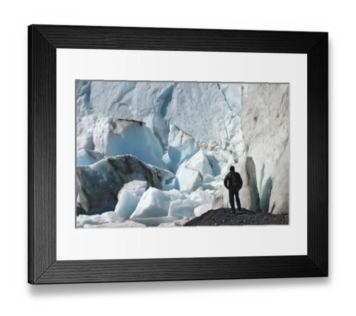 Framed Print : Man at base of Exit Glacier, Kenai Fjords National Park, AK (MR) Framed Print : Man at base of Exit Glacier, Kenai Fjords National Park, AK (MR)