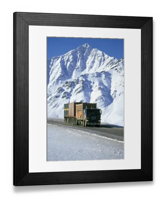 Framed Print : USA, Alaska, Brooks Range. Truck drives through Atigun Canyon, headingl to Prudhoe Bay Framed Print : USA, Alaska, Brooks Range. Truck drives through Atigun Canyon, headingl to Prudhoe Bay