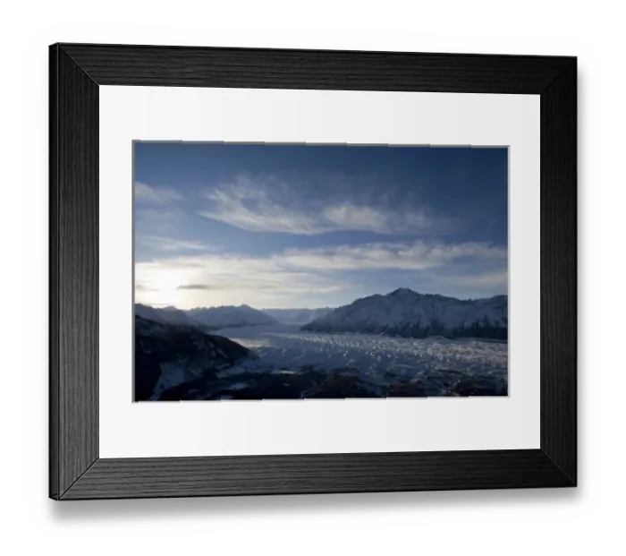 Framed Print : USA, Alaska, View from summit of Lions Head peak of morning sun rising over Matanuska Glacier Framed Print : USA, Alaska, View from summit of Lions Head peak of morning sun rising over Matanuska Glacier
